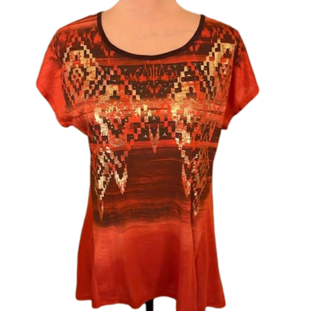 Cato burnt orange embellished T-shirt size medium